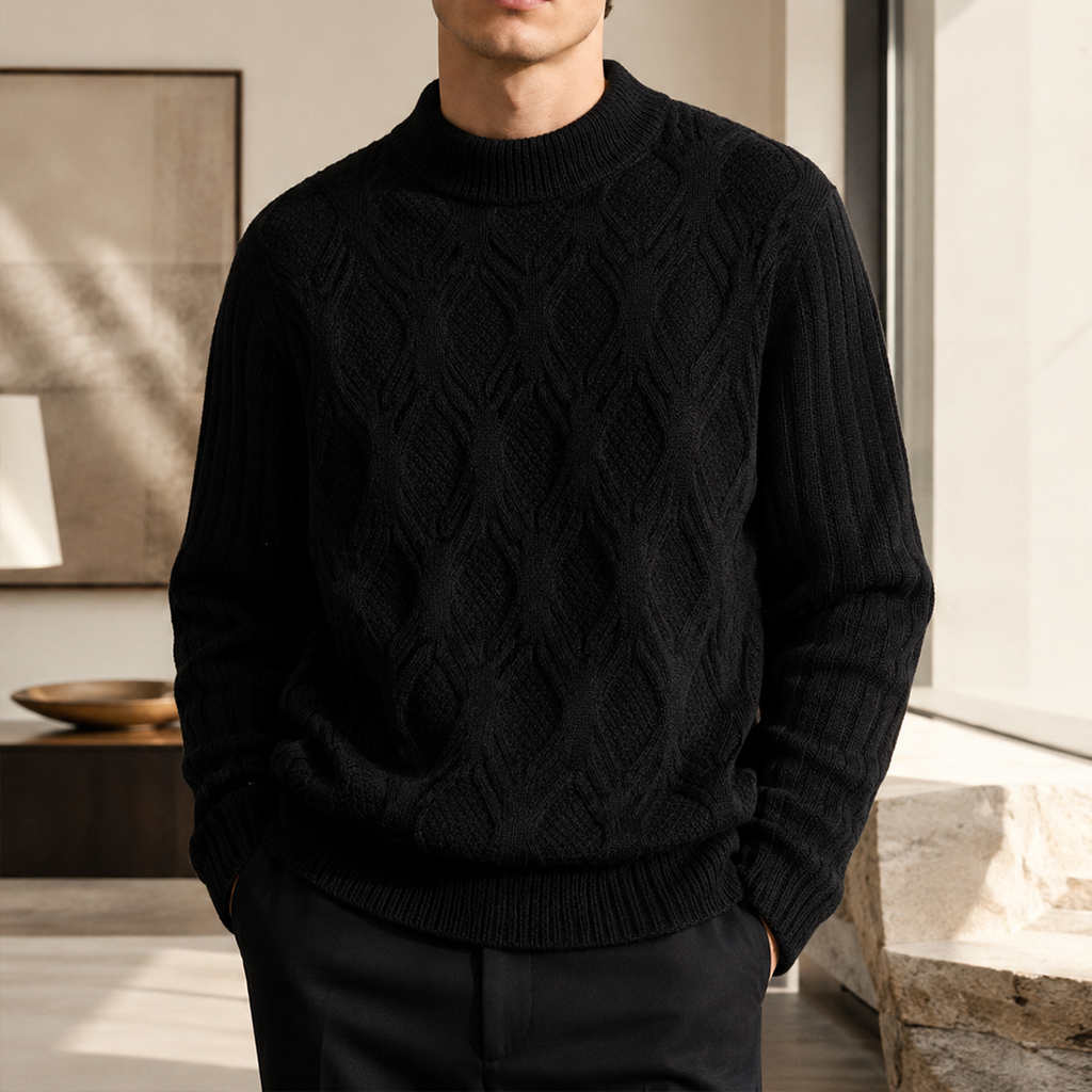Ethan Cable-Knit Crewneck Sweater