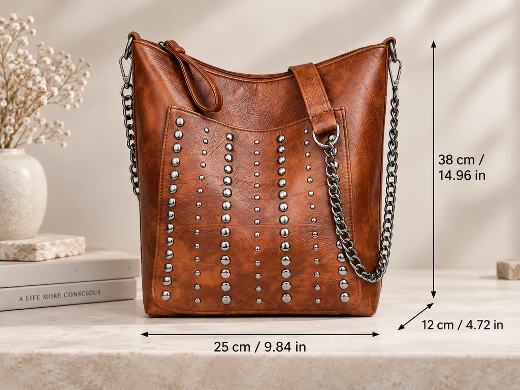 Harper Studded Shoulder Bag with Chain Strap