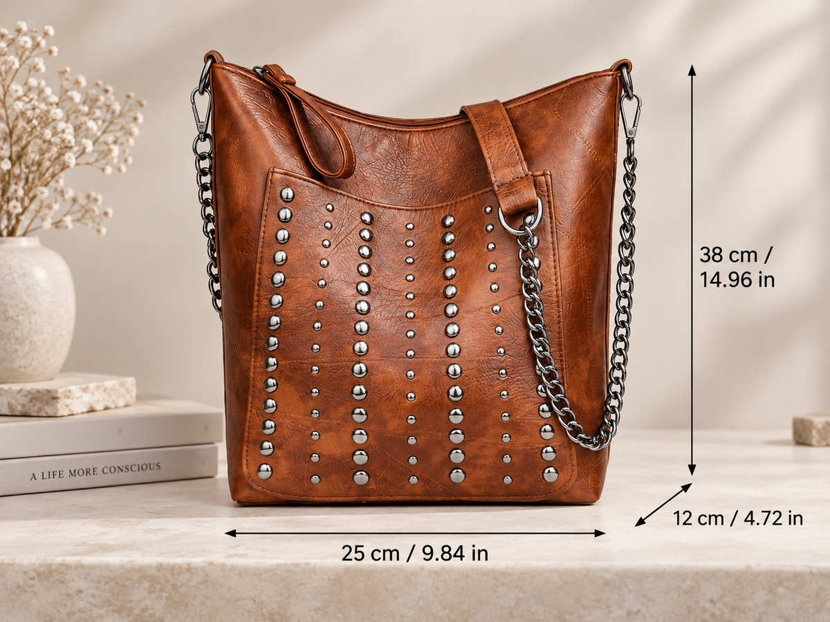Harper Studded Shoulder Bag with Chain Strap