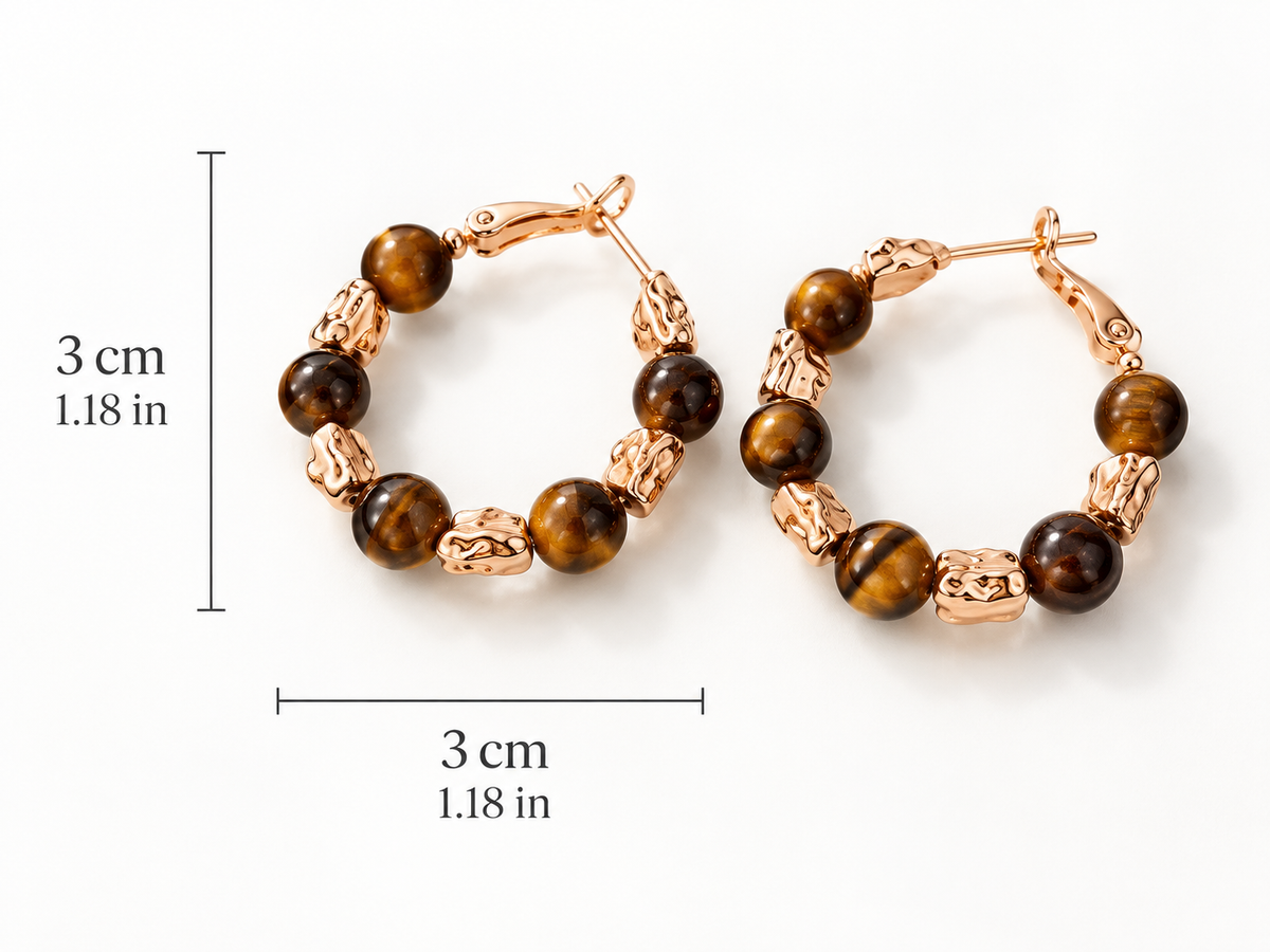 Valentina Women’s Tiger Eye Beaded Hoop Earrings