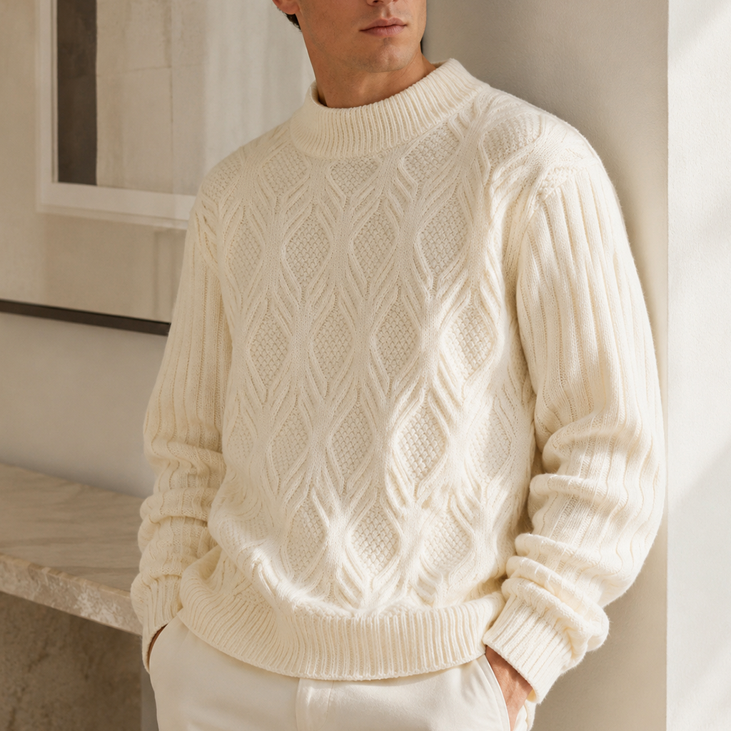 Ethan Cable-Knit Crewneck Sweater