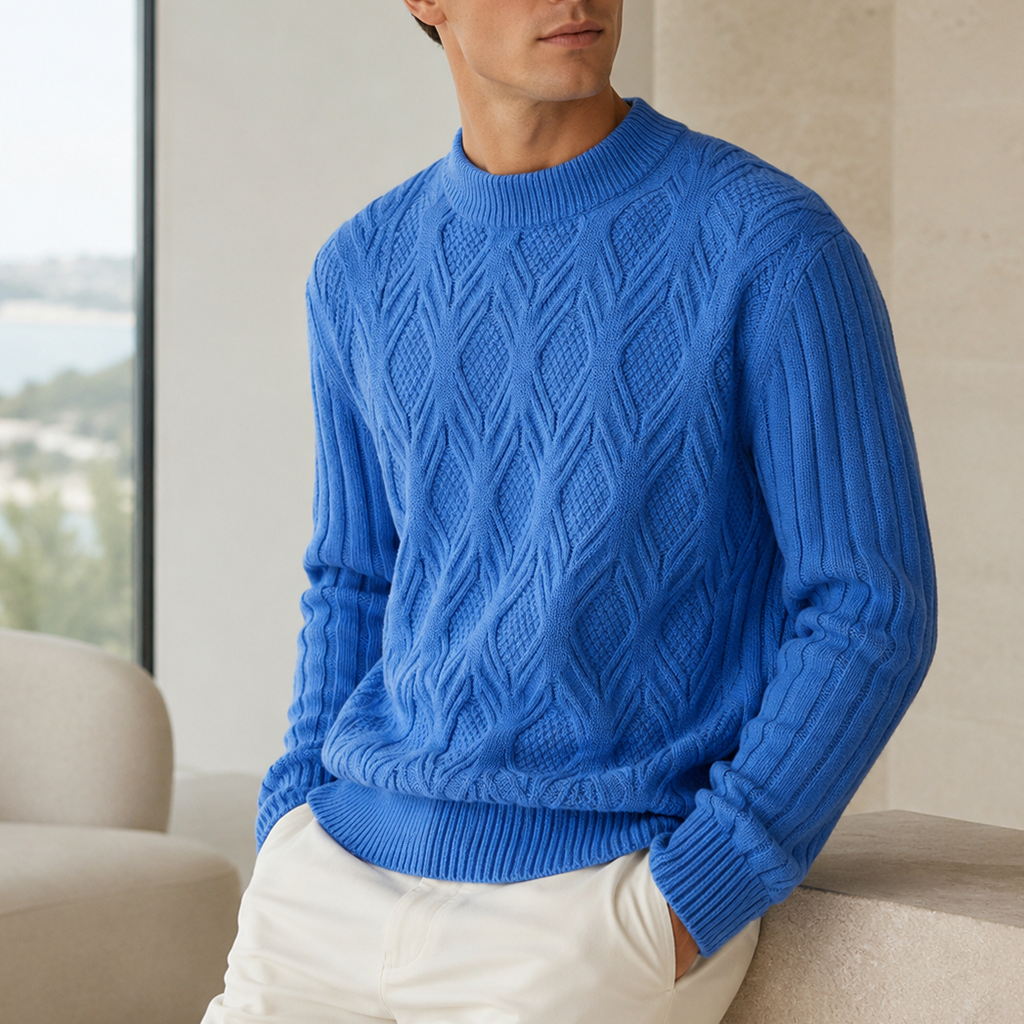 Ethan Cable-Knit Crewneck Sweater