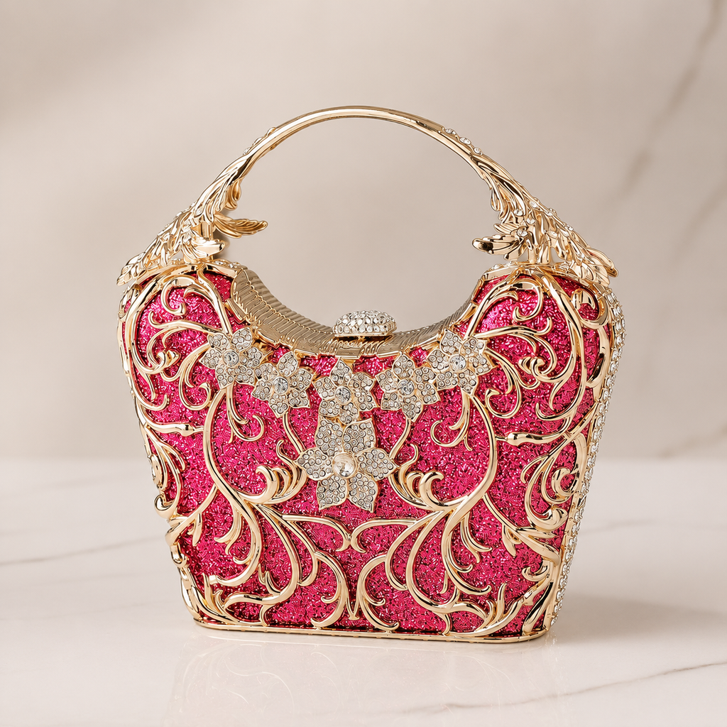 Sylvia's Ornate Filigree Evening Bag | Compact Structured Clutch