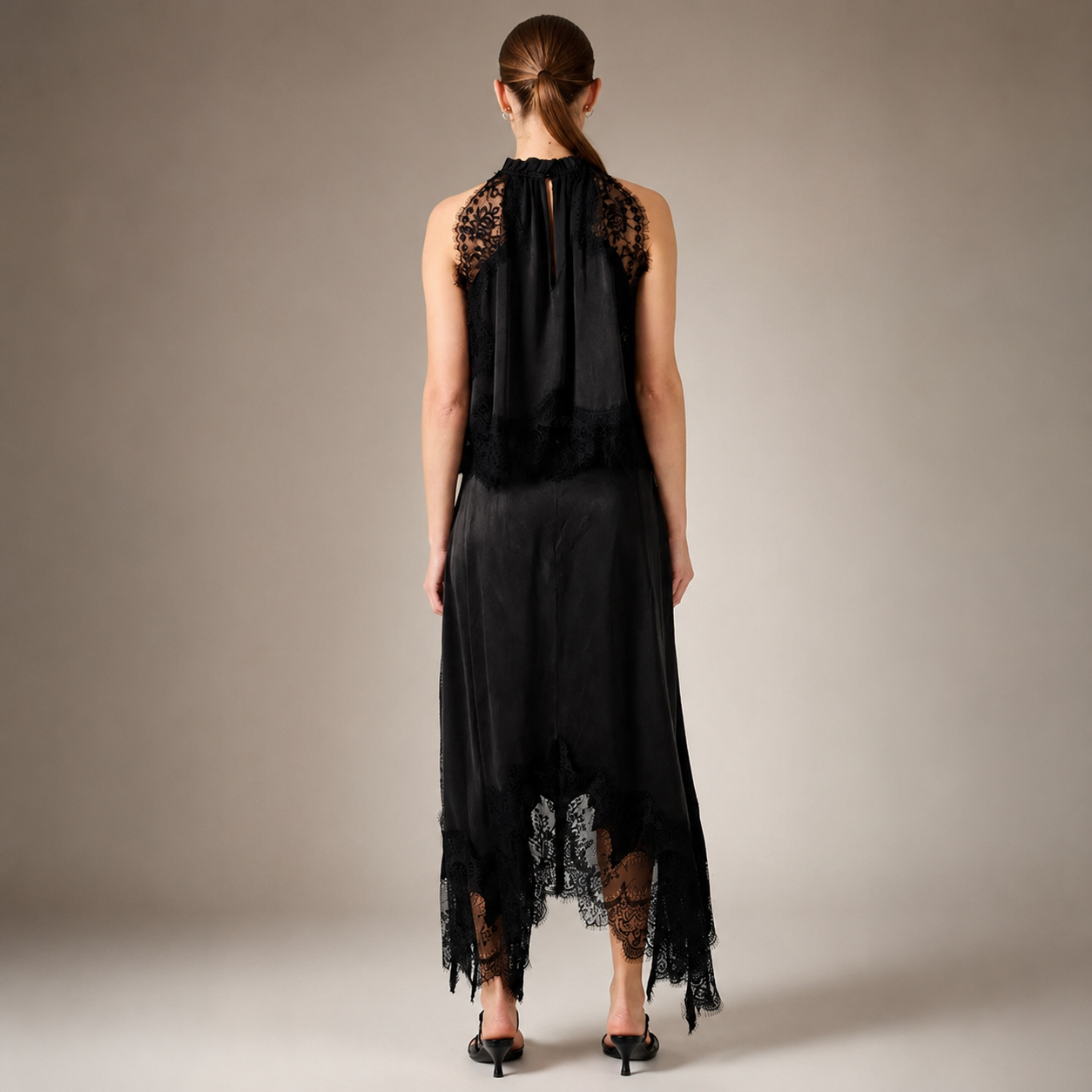 Athena Women’s Two-Piece Sleeveless Top and Lace-Trim Maxi Skirt Set