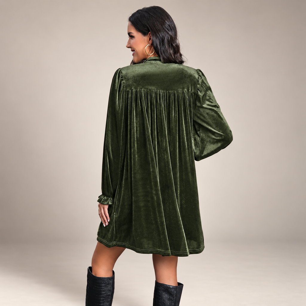 Camille Velvet Surplice V-Neck Long Sleeve Mini Dress