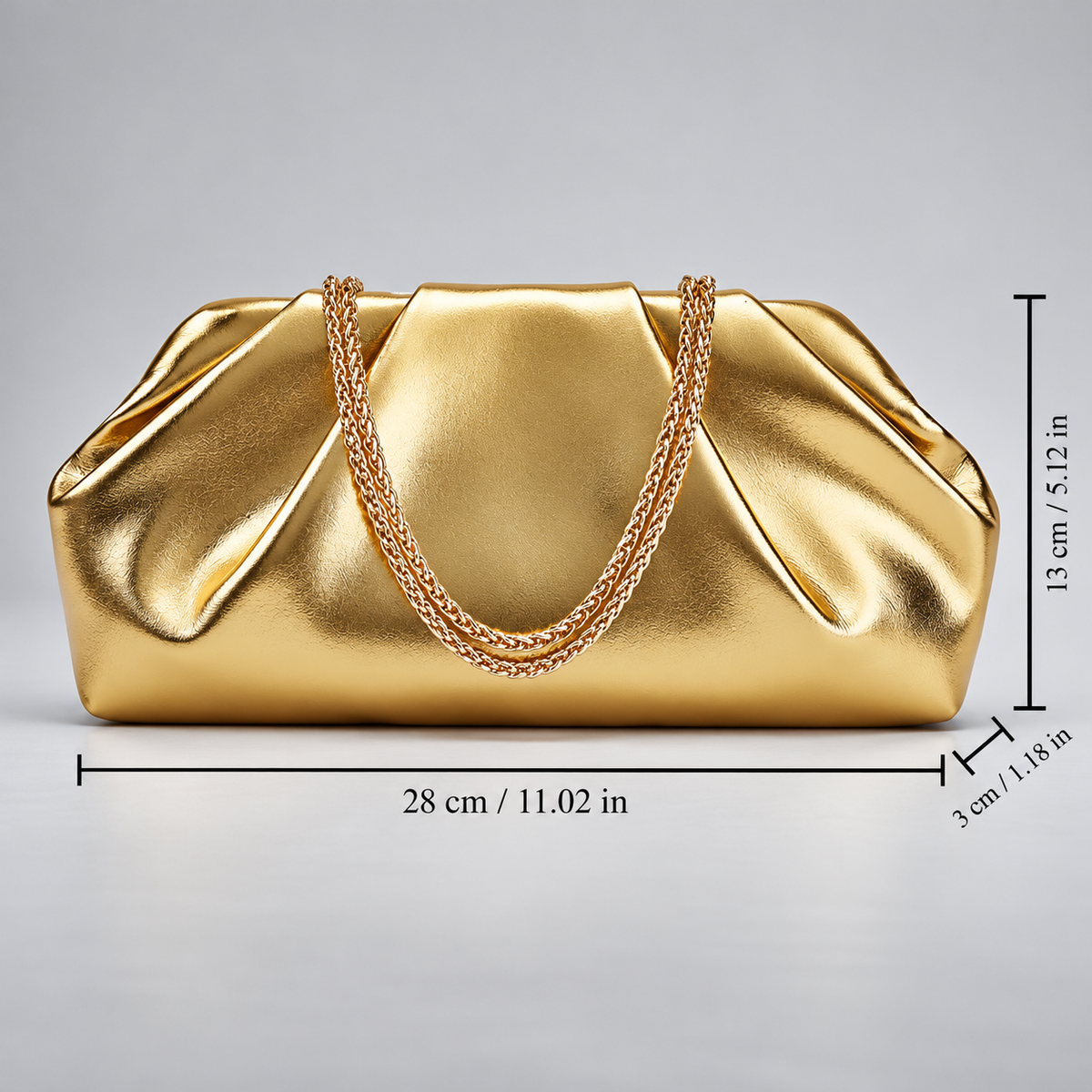Alessia Pleated Clutch Bag with Chain Strap