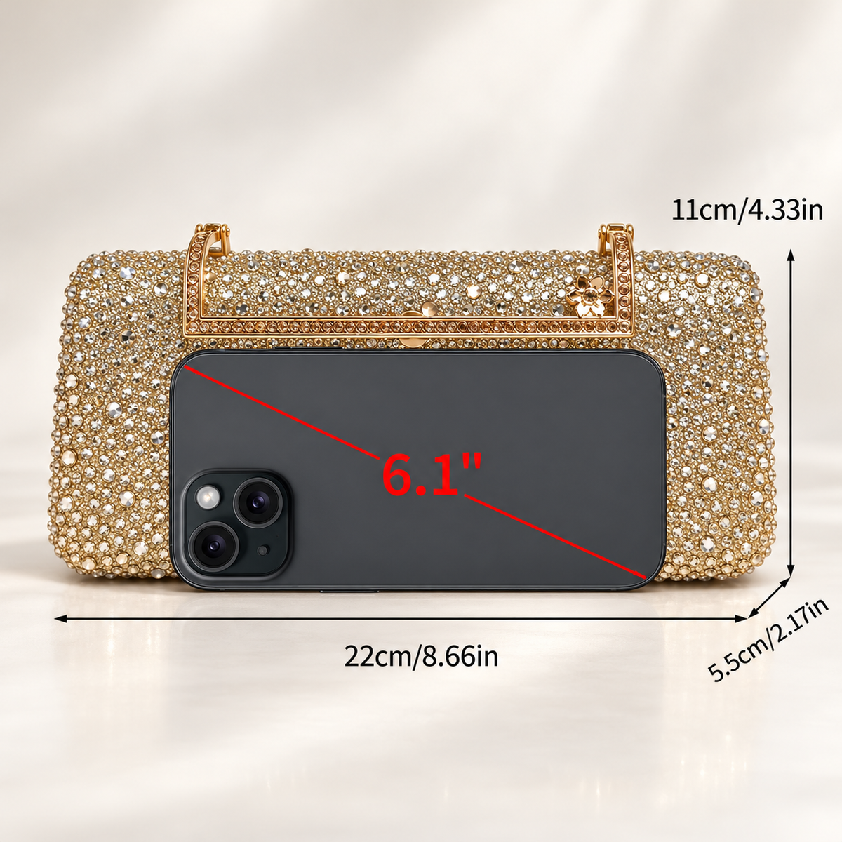 Vivienne Crystal Rhinestone Evening Clutch Bag