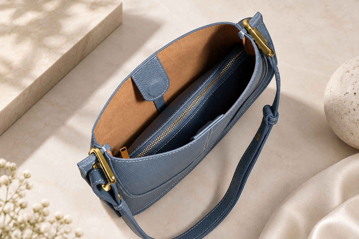 Genevieve Women’s Pebbled Crescent Shoulder Bag – Curved Hobo Crossbody Handbag