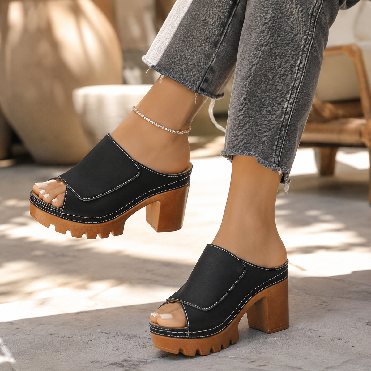 Olivia Platform Block-Heel Sandals
