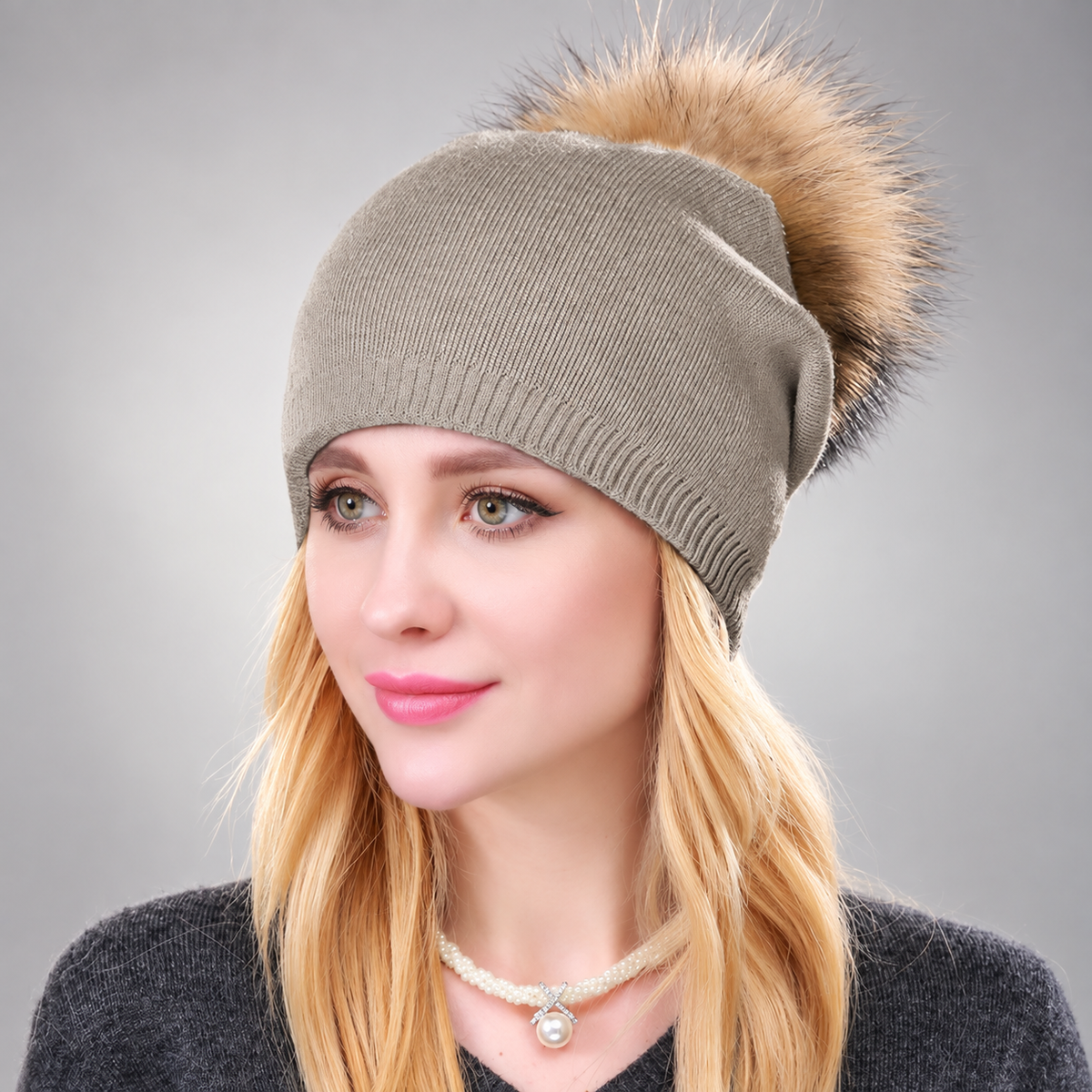 Elena Women’s Knit Pom-Pom Beanie – Soft Winter Hat