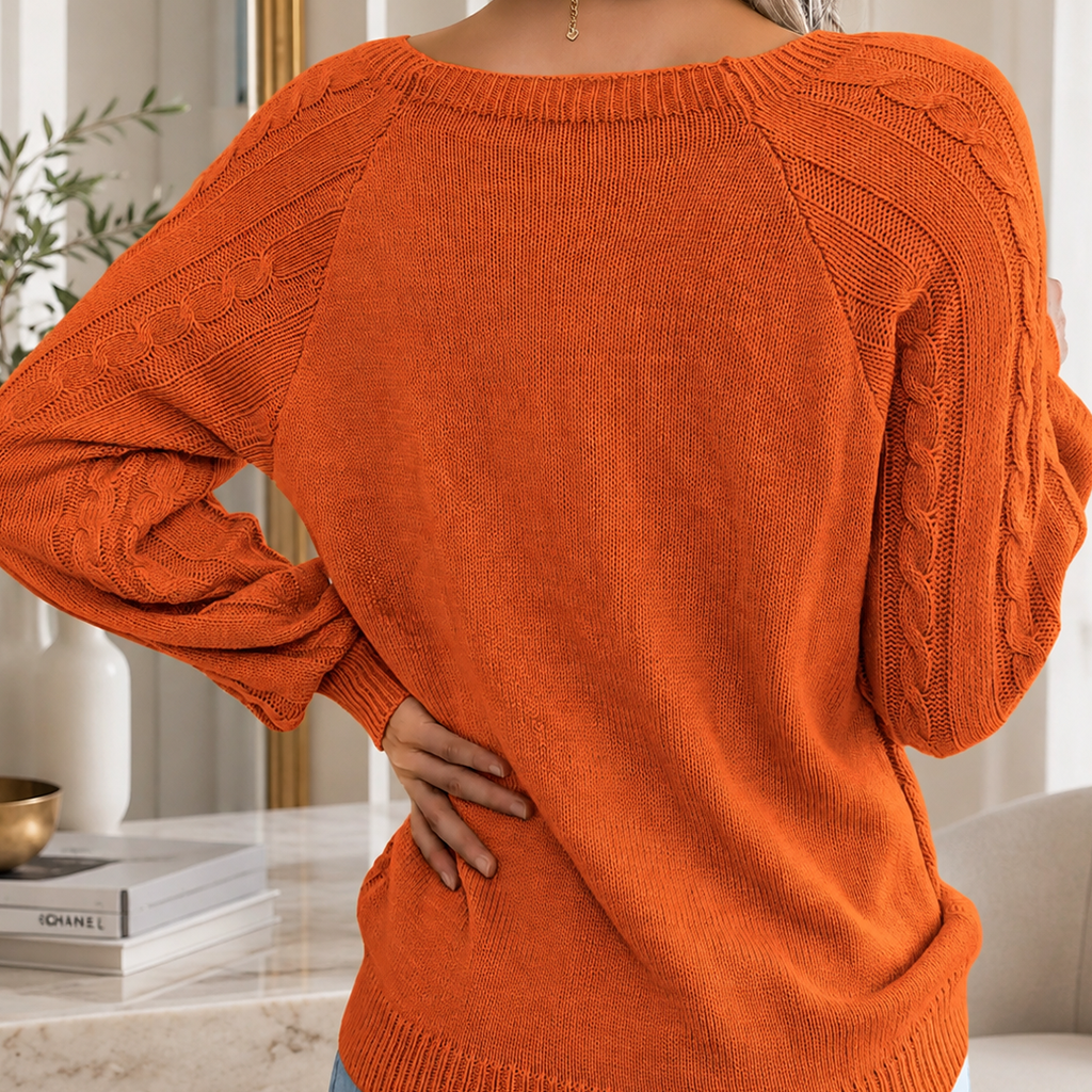 Samantha’s Cable-Knit Button-Detail Sweater