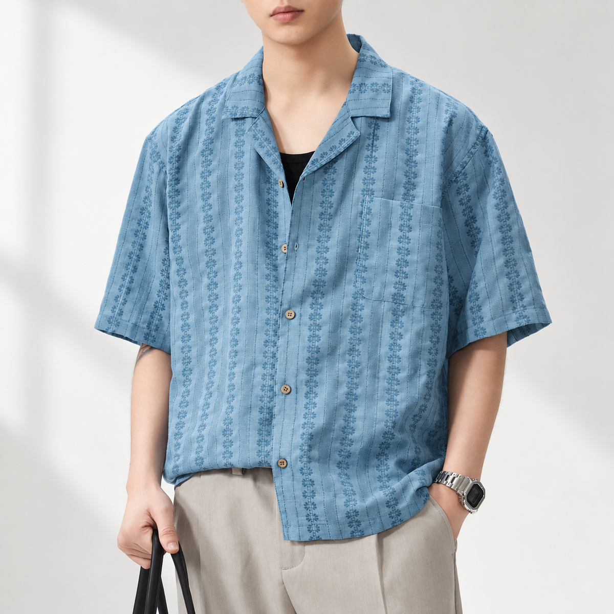 Étienne Men’s Summer Patterned Short-Sleeve Shirt