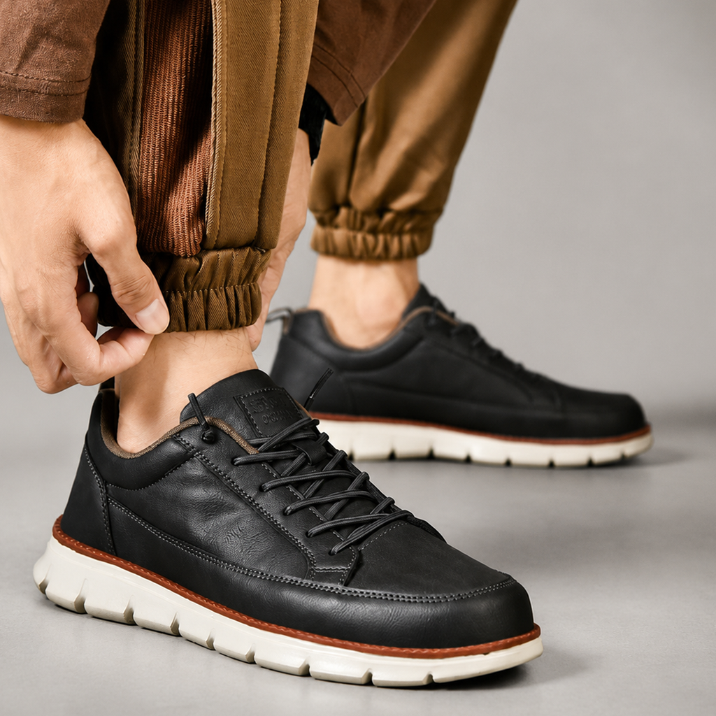 Logan Men’s Lace-Up Casual Walking Sneakers with Flexible Sole