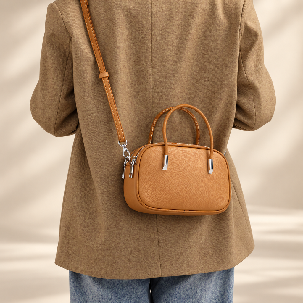 Elodie Women’s Structured Crossbody Handbag – Top Handle Zip Shoulder Bag