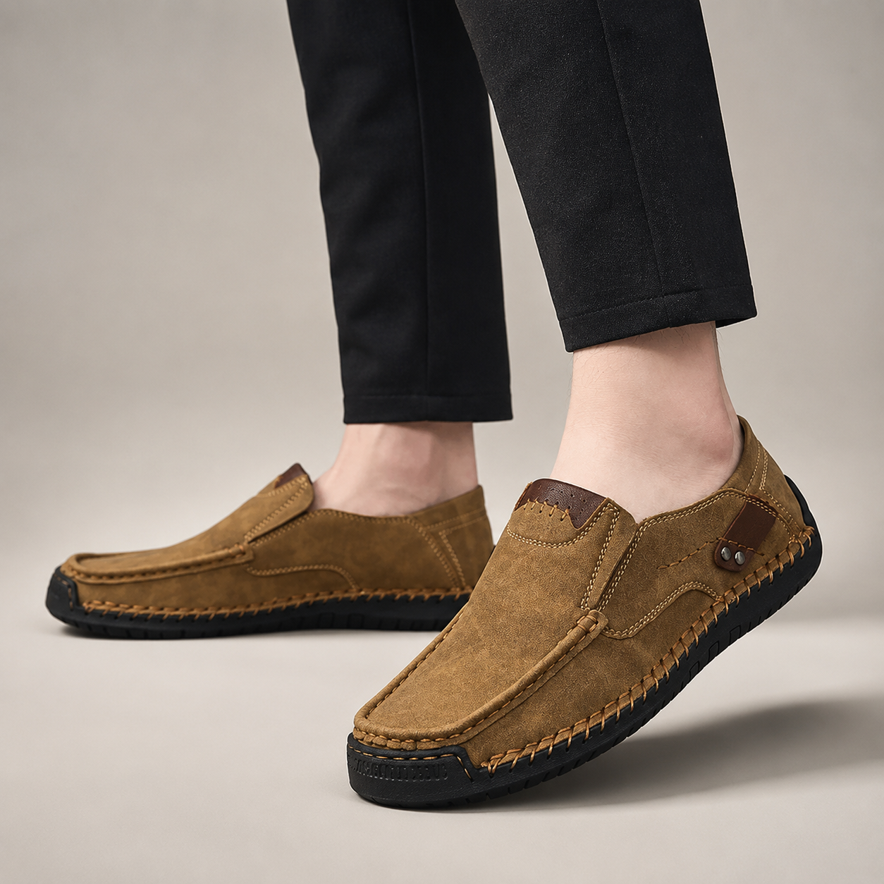 Thomas Casual Slip-On Loafers with Hand-Stitched Detail and Flexible Sole