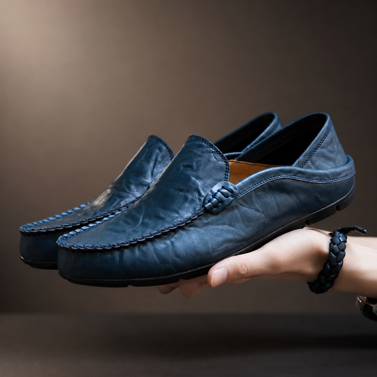 Nathan Men’s Genuine Leather Slip-On Loafers