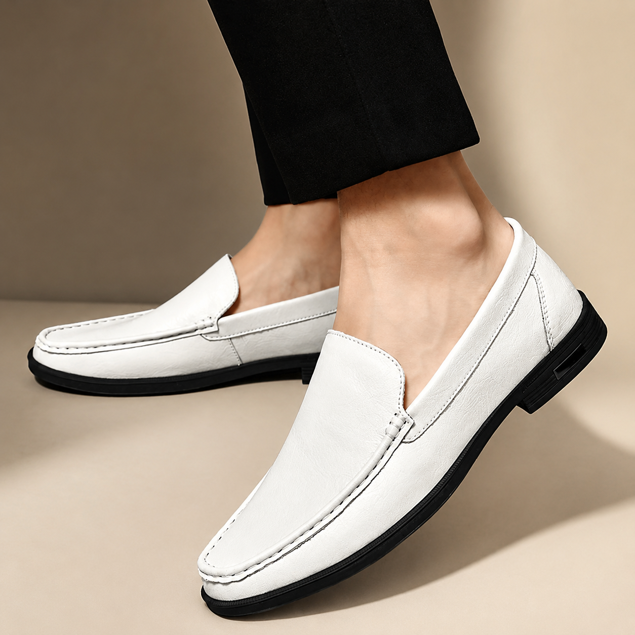 Hudson Men’s Genuine Leather Slip-On Loafers with Cushioned Insole