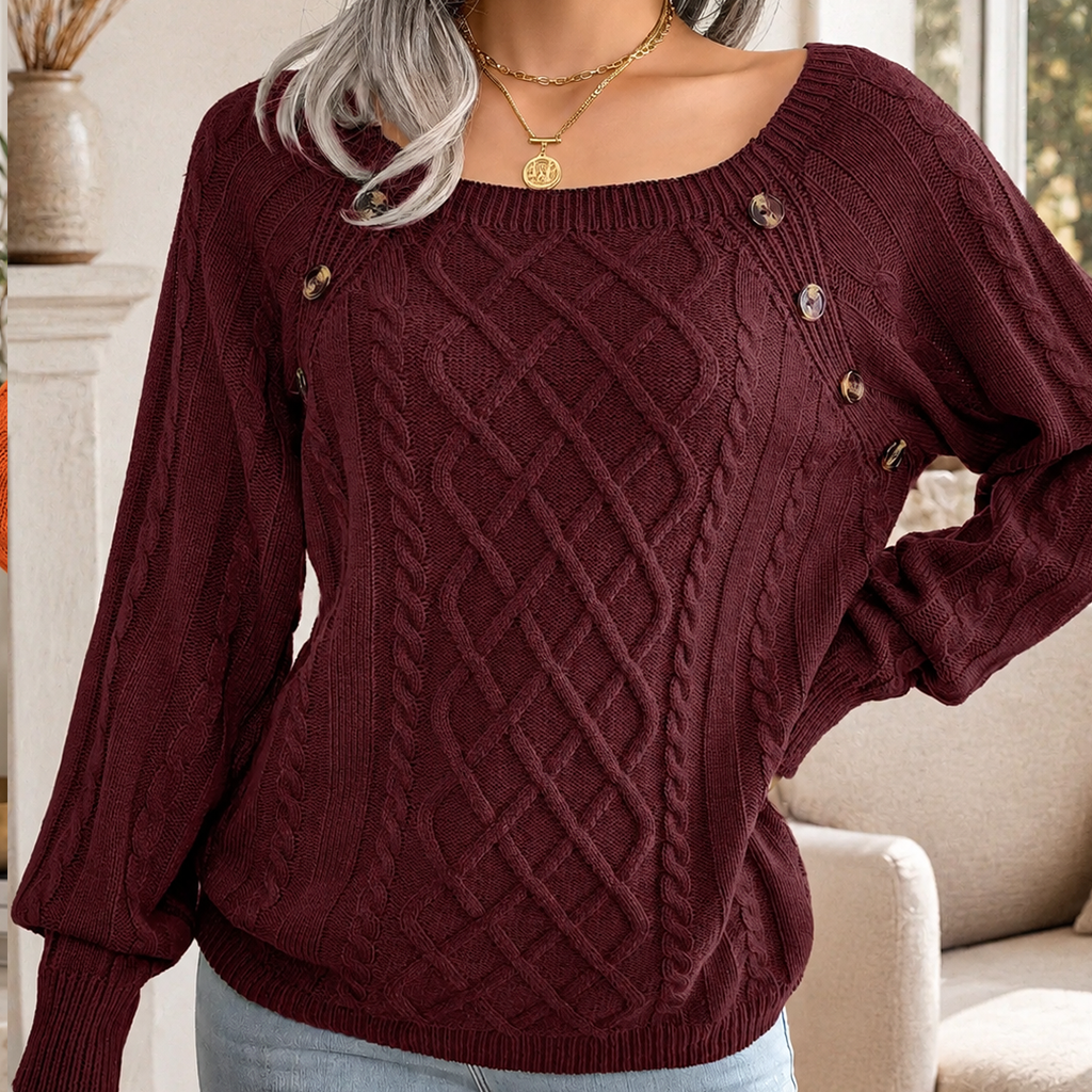 Samantha’s Cable-Knit Button-Detail Sweater