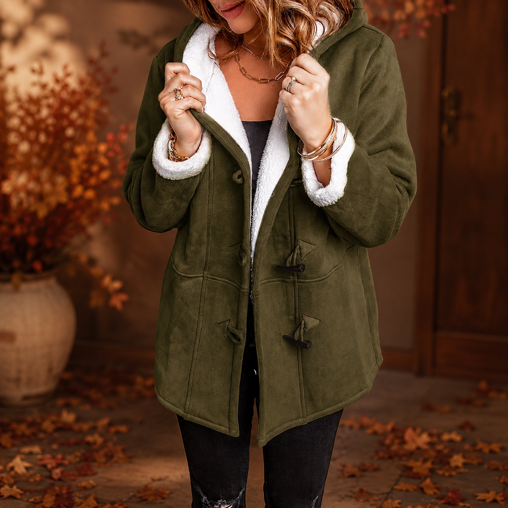 Camille Women’s Hooded Sherpa-Lined Toggle Coat