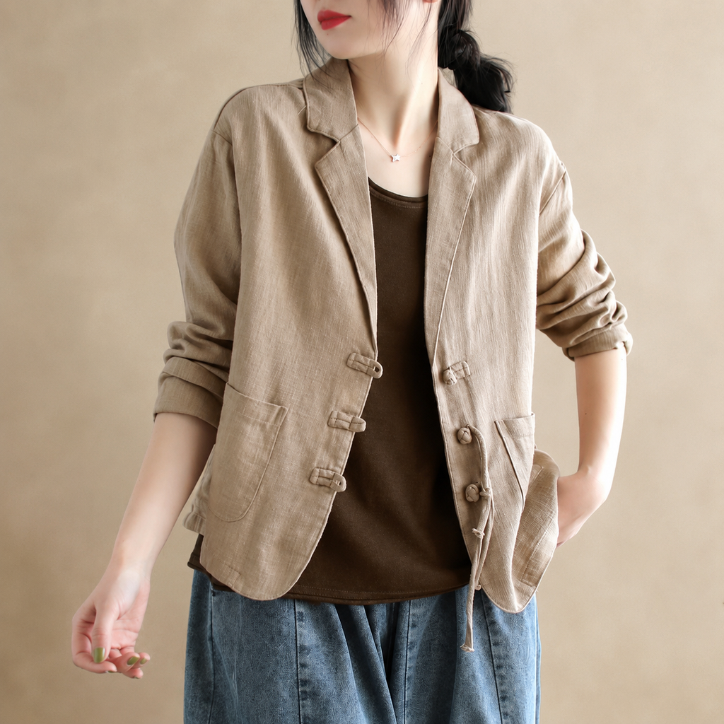 Nova Women’s Linen-Blend Tie-Front Blazer with Pockets
