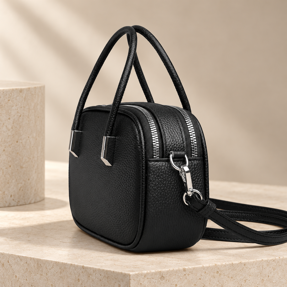 Elodie Women’s Structured Crossbody Handbag – Top Handle Zip Shoulder Bag