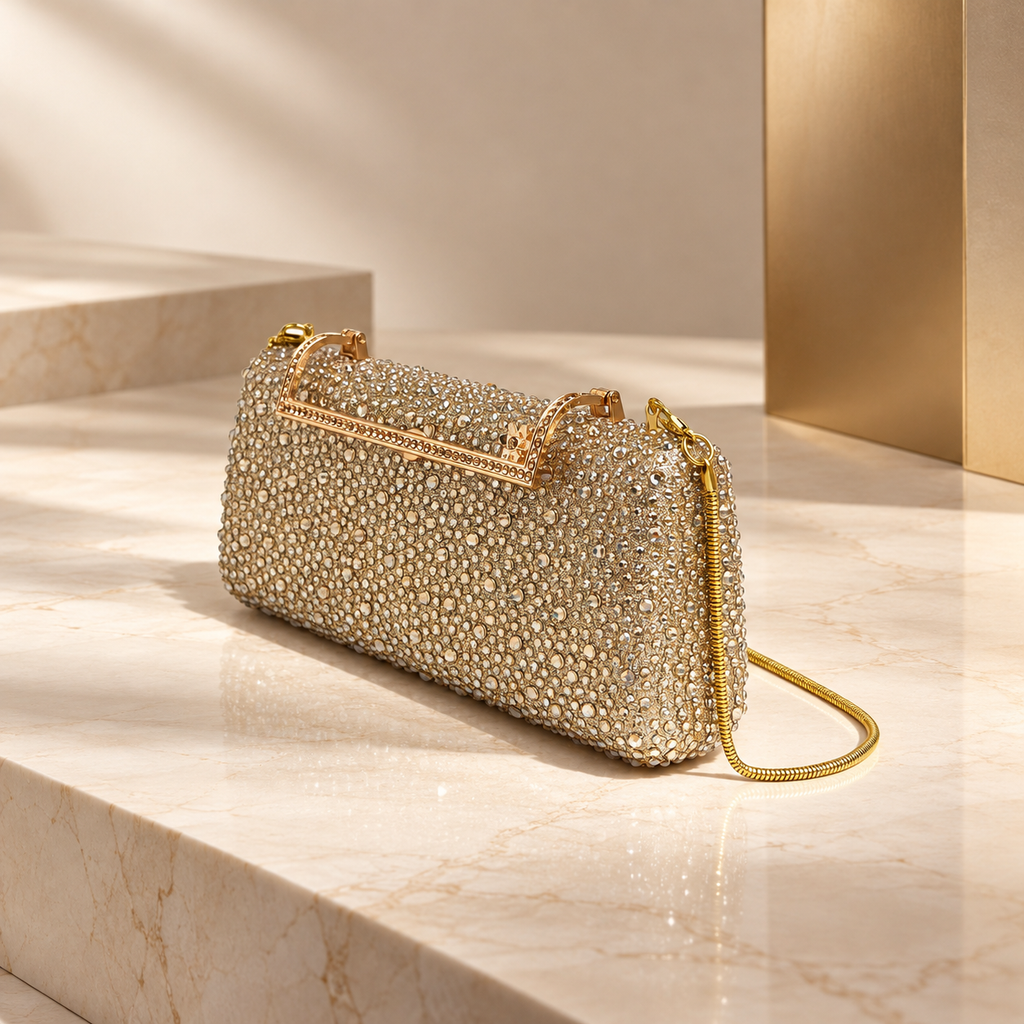 Vivienne Crystal Rhinestone Evening Clutch Bag
