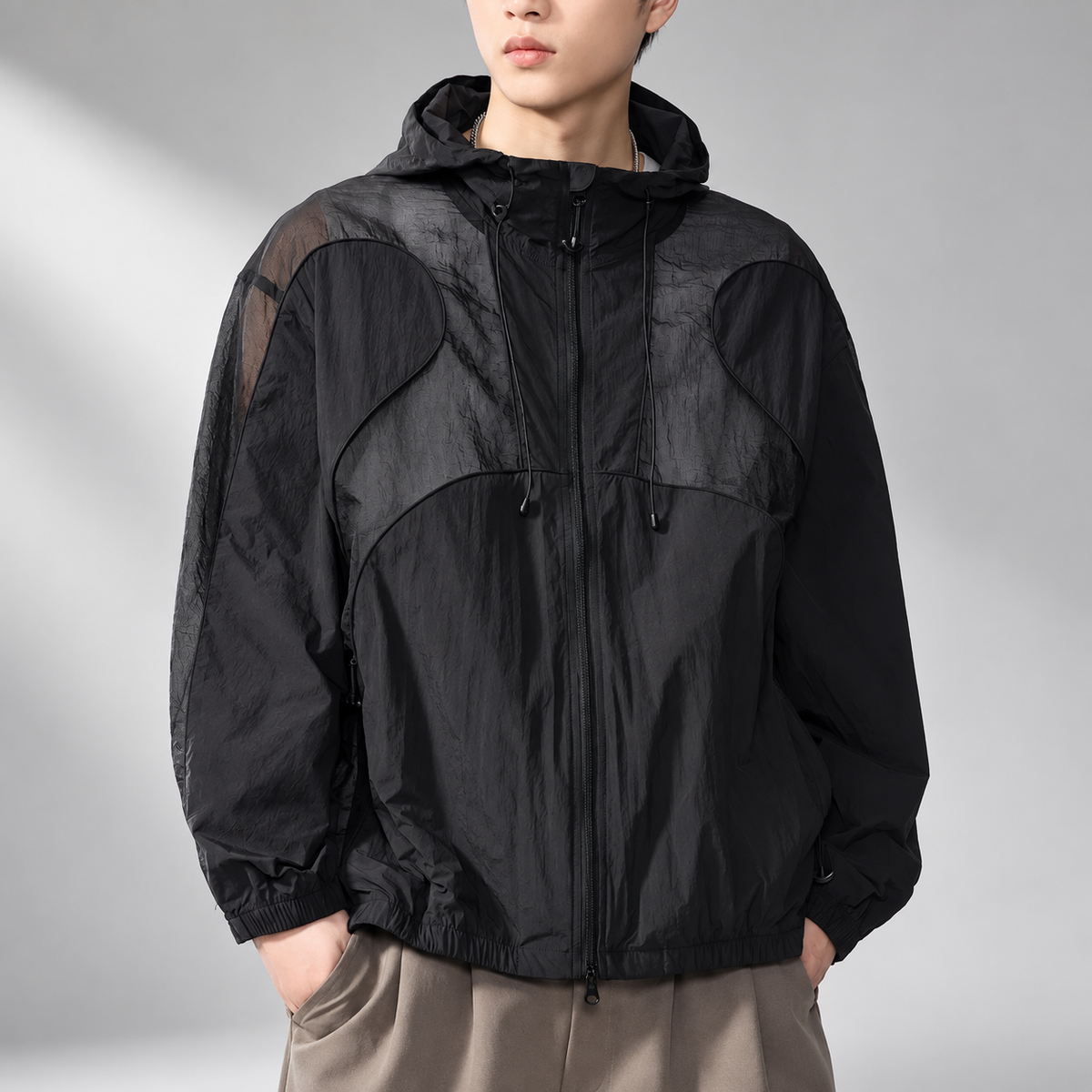 Adrian Men’s Lightweight Summer Hooded Colorblock Zip Jacket