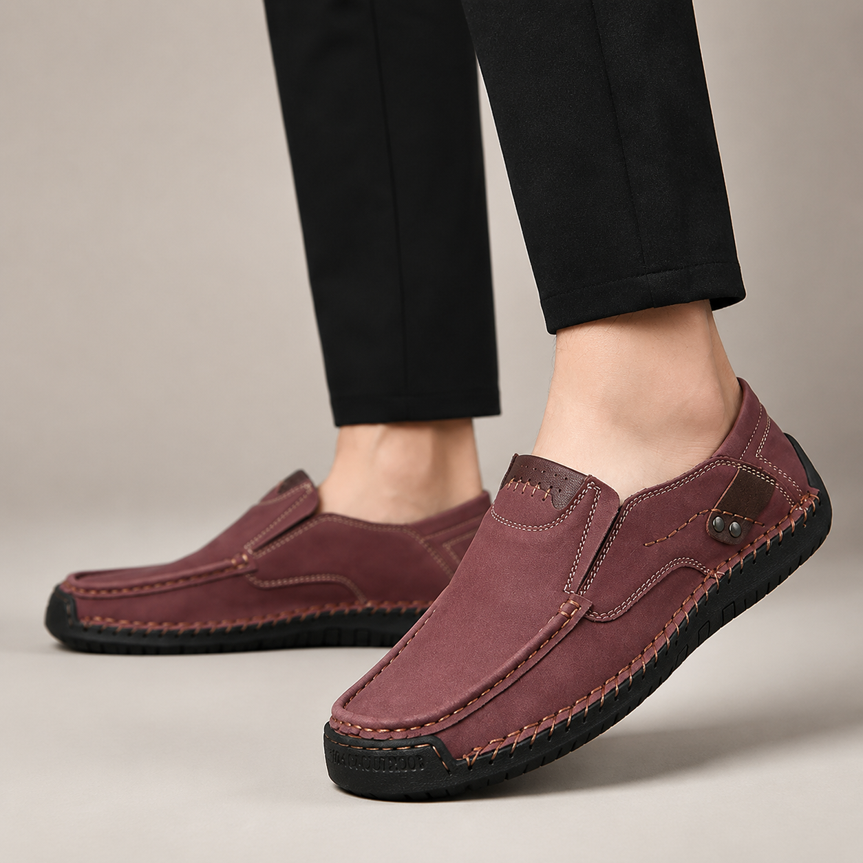 Thomas Casual Slip-On Loafers with Hand-Stitched Detail and Flexible Sole
