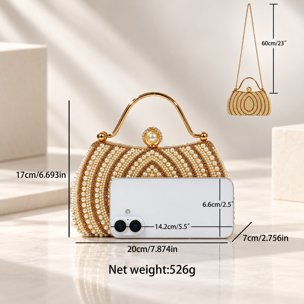 Isabella Pearl Beaded Evening Clutch Bag