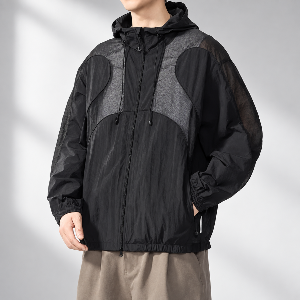 Adrian Men’s Lightweight Summer Hooded Colorblock Zip Jacket