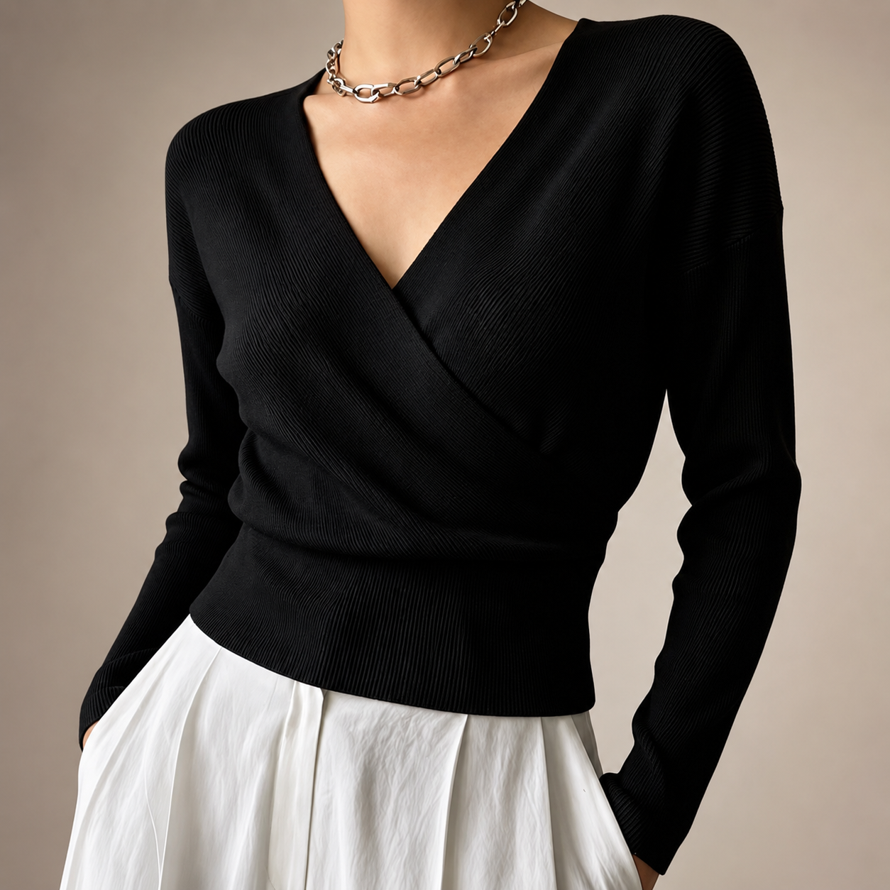 Marlow Women’s Wrap-Front V-Neck Sweater