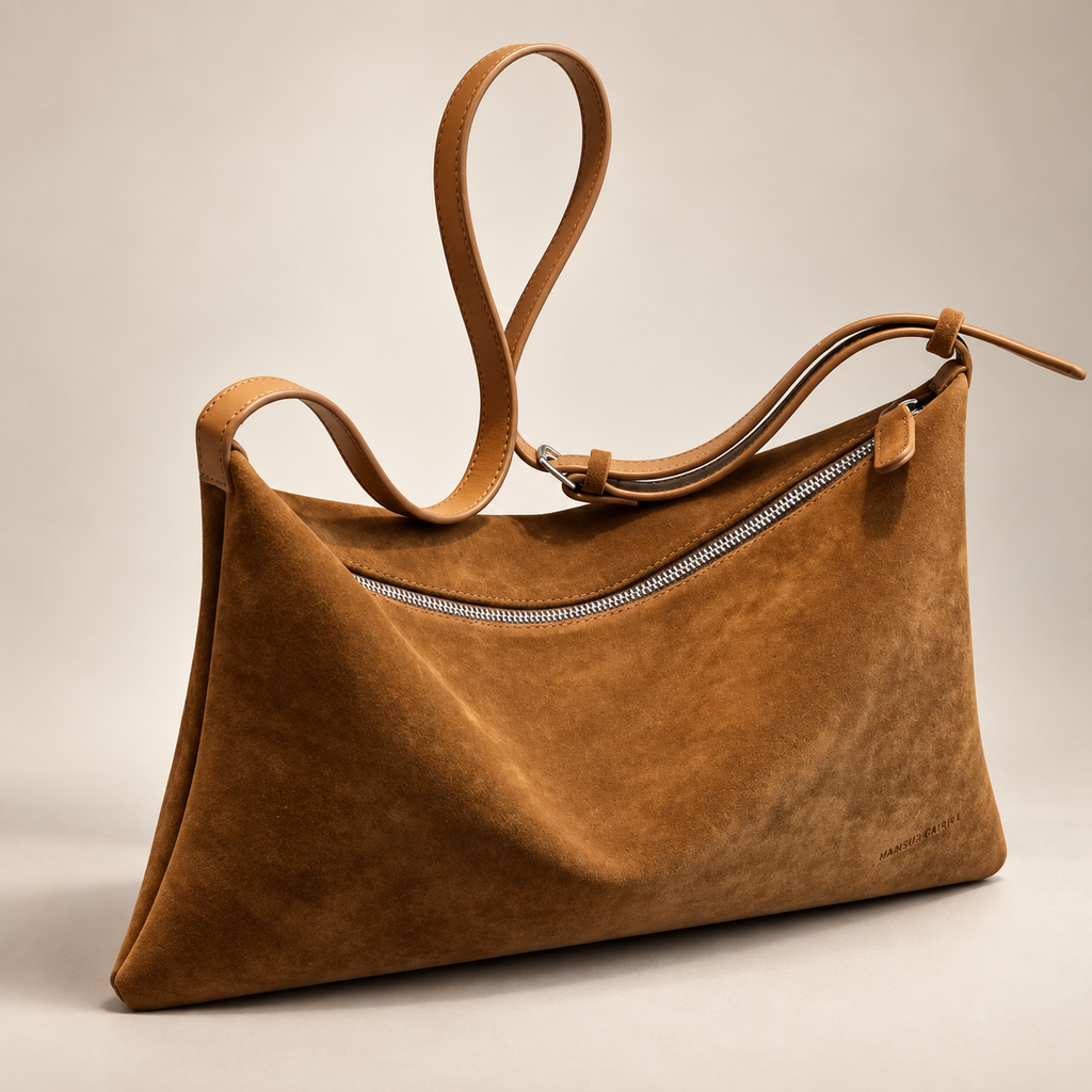 Beatrice Suede-Look East-West Shoulder Bag with Adjustable Strap