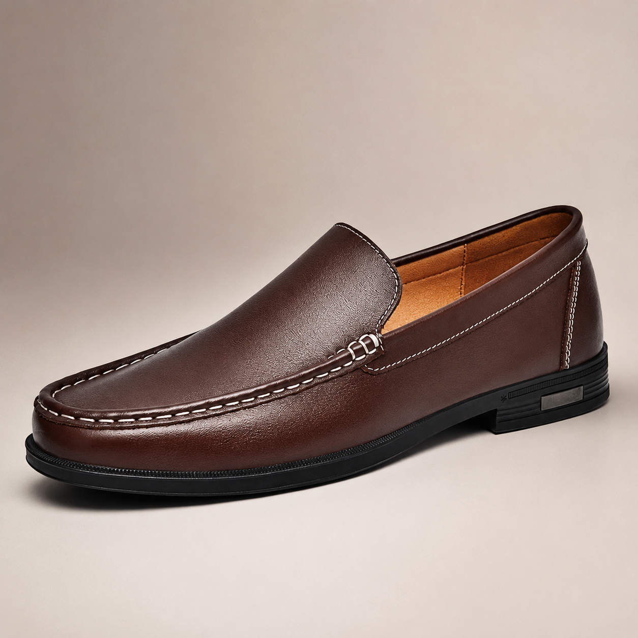 Hudson Men’s Genuine Leather Slip-On Loafers with Cushioned Insole