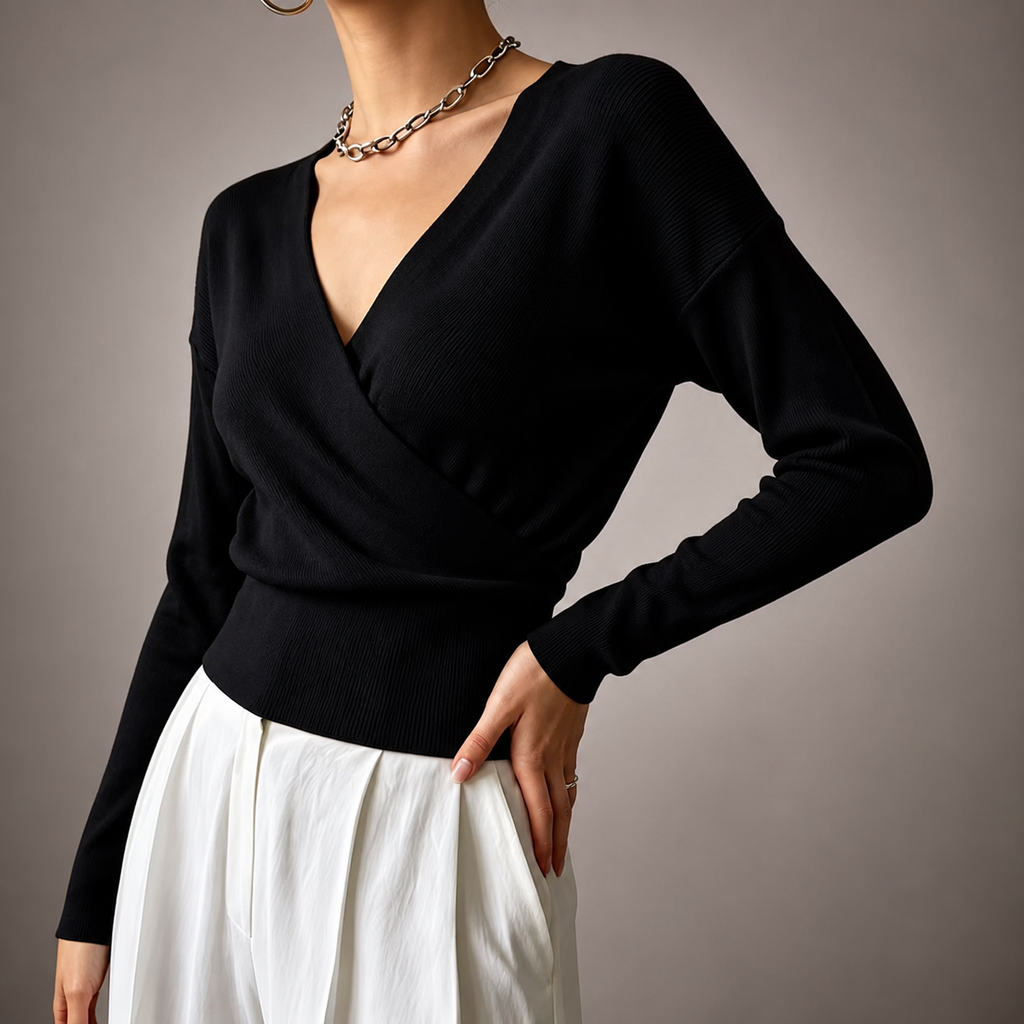 Marlow Women’s Wrap-Front V-Neck Sweater