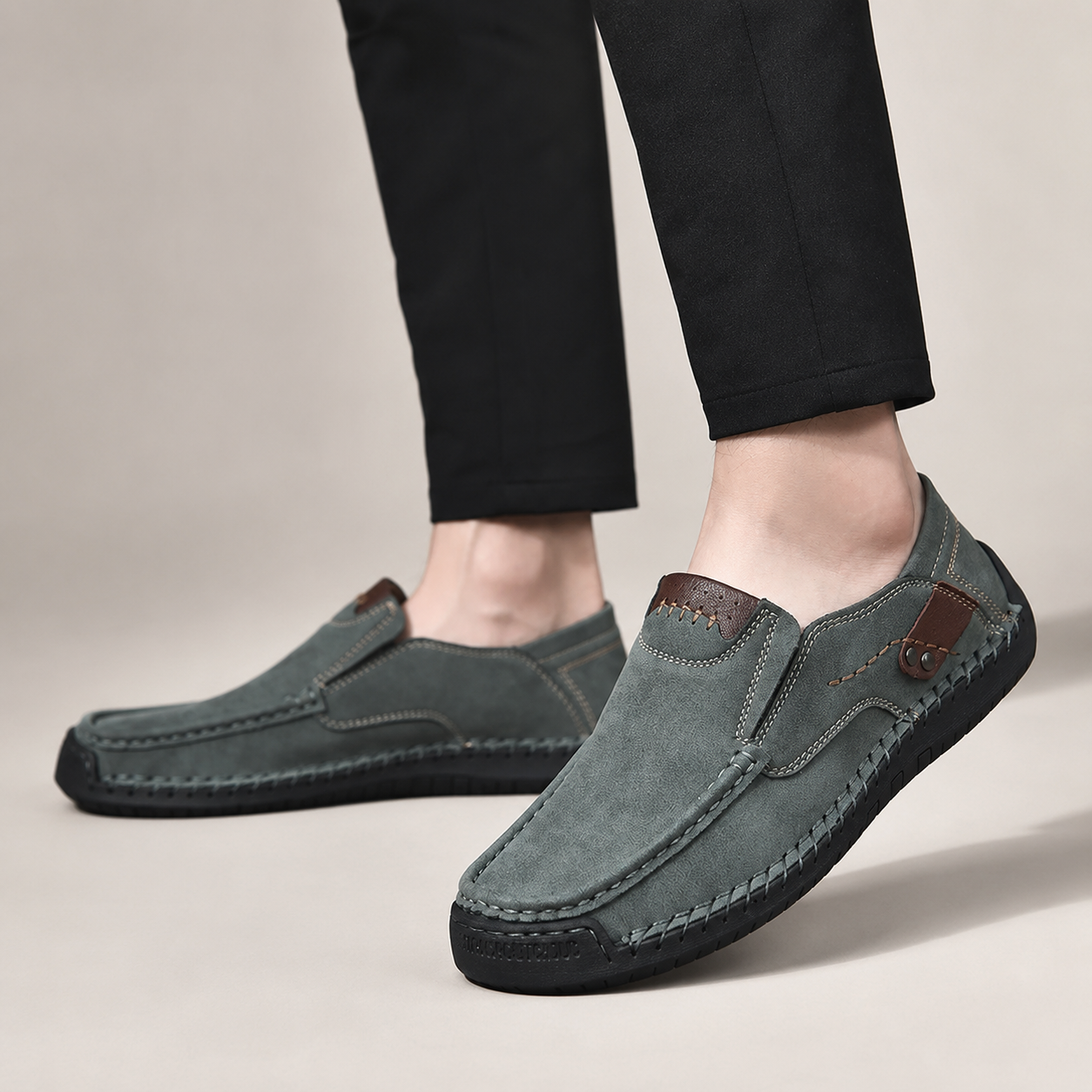 Thomas Casual Slip-On Loafers with Hand-Stitched Detail and Flexible Sole