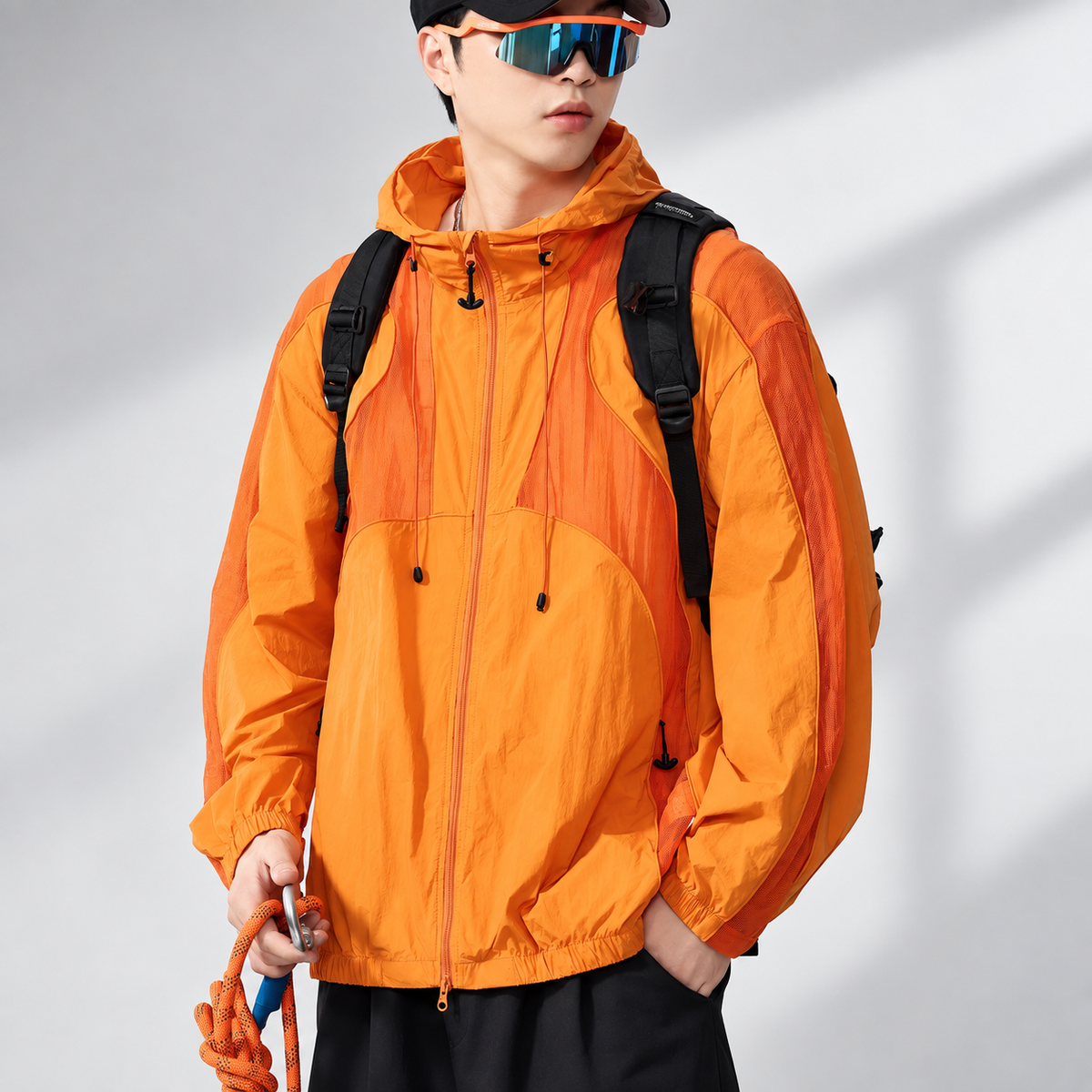 Adrian Men’s Lightweight Summer Hooded Colorblock Zip Jacket