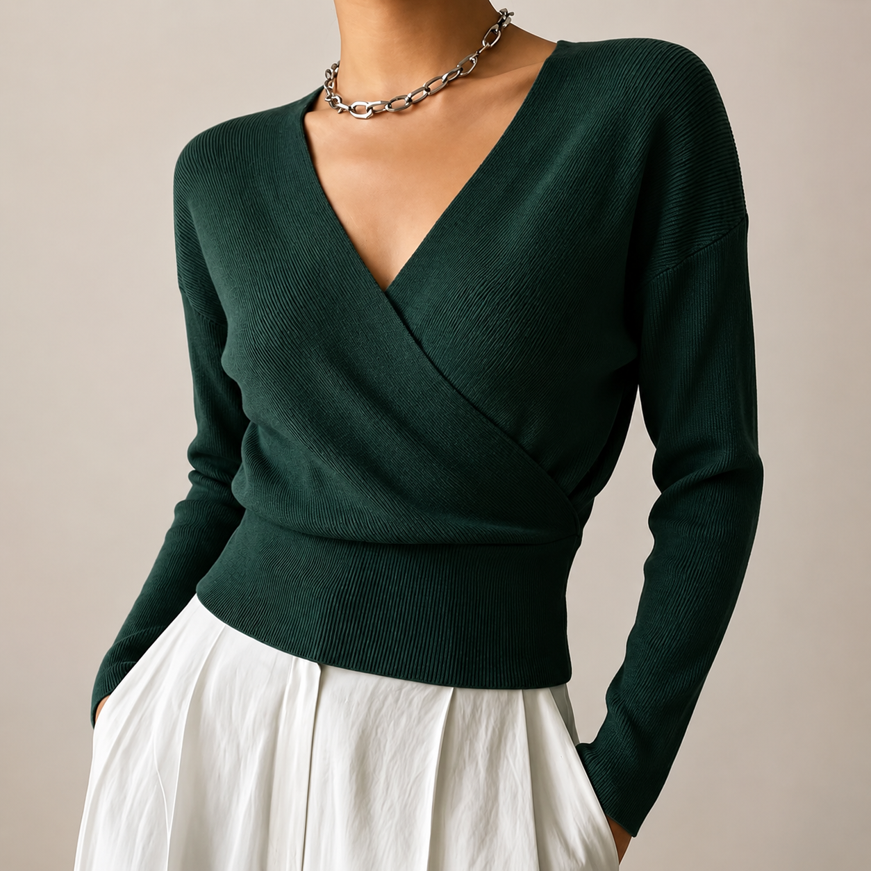 Marlow Women’s Wrap-Front V-Neck Sweater