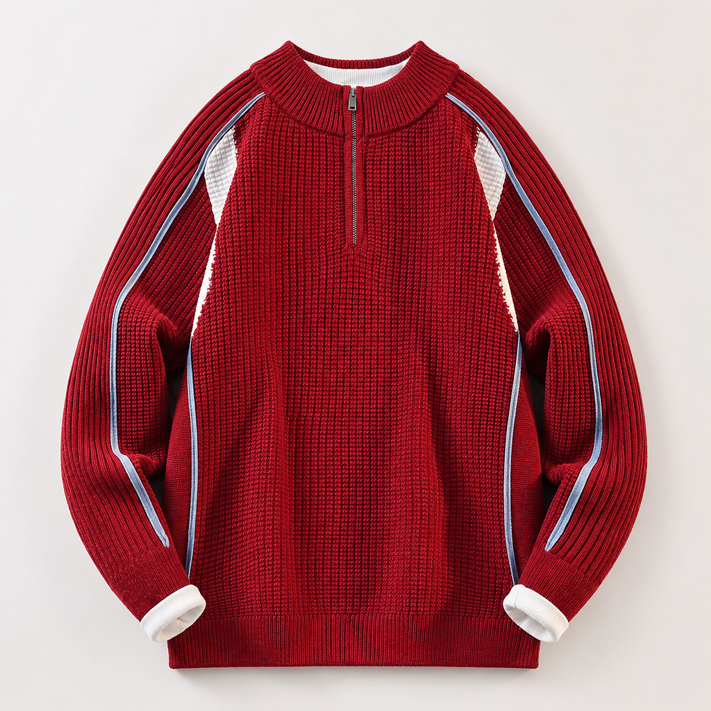 Oliver Quarter-Zip Textured Knit Sweater