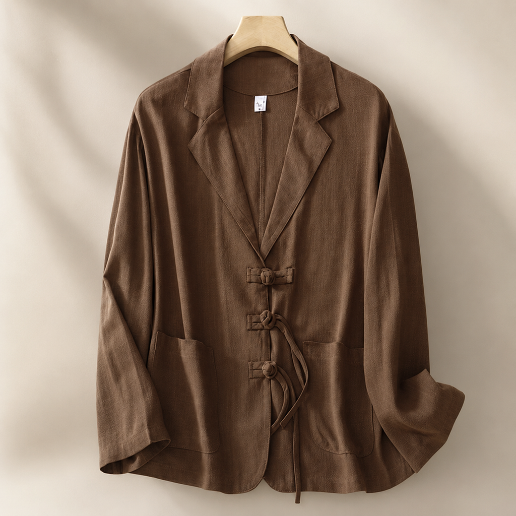 Nova Women’s Linen-Blend Tie-Front Blazer with Pockets