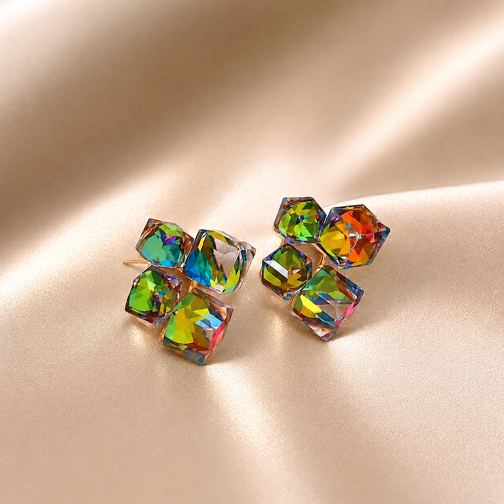 Riley Prism Cube Crystal Stud Earrings