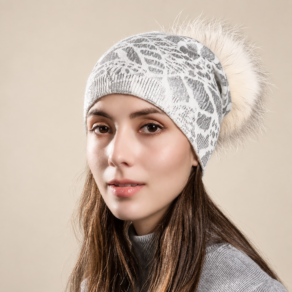 Margot Women’s Animal Print Pom-Pom Beanie