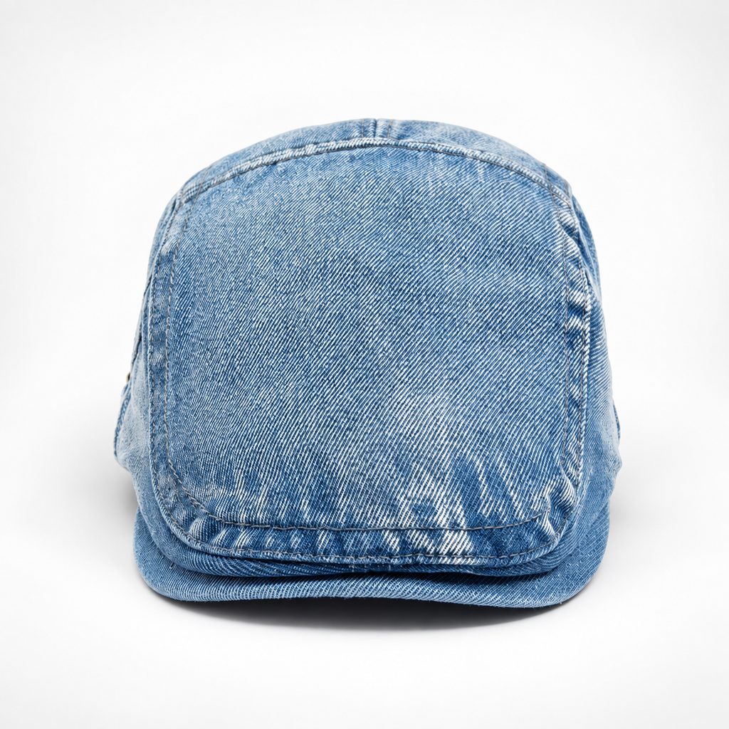 Arthur Denim Flat Cap with Adjustable Buckle
