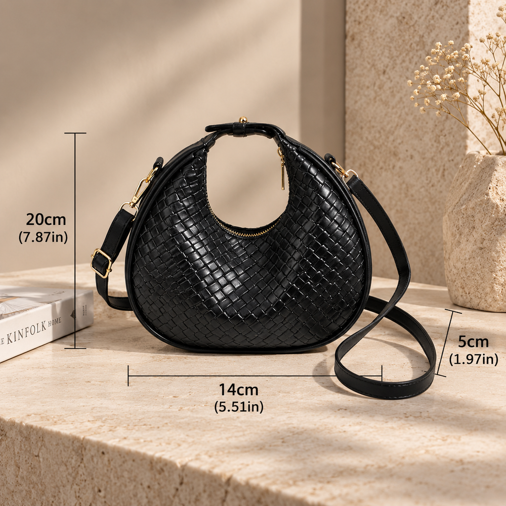 Alessia Textured Crescent Handbag