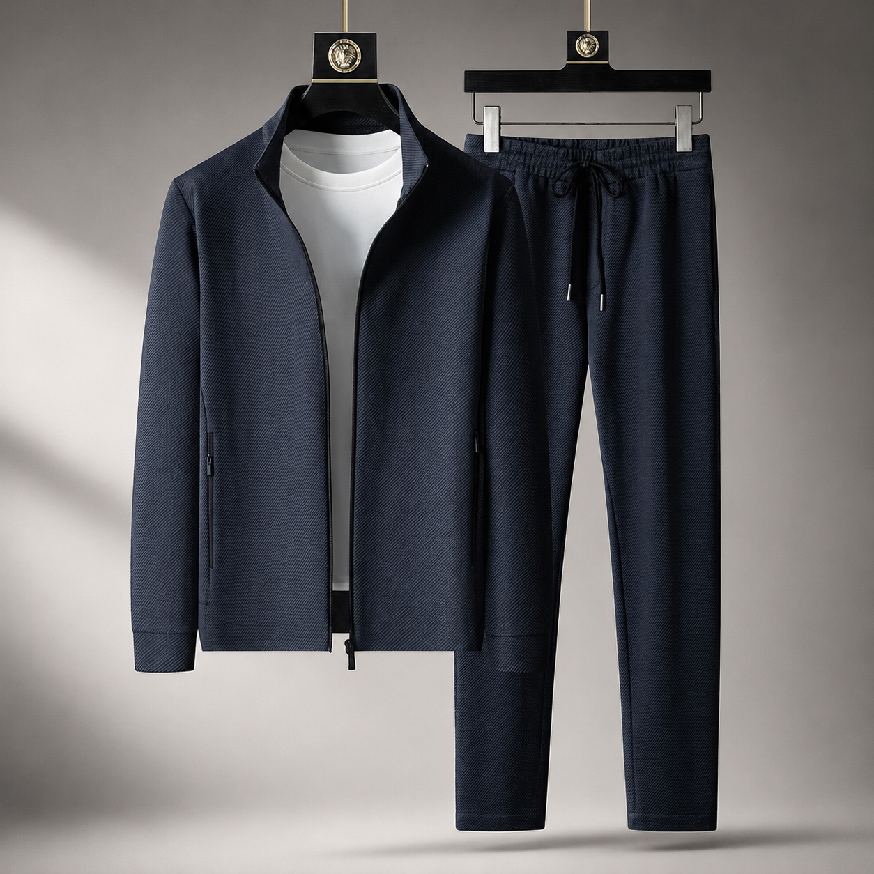 Carter Men’s Two-Piece Textured Tracksuit Set with Full-Zip Jacket