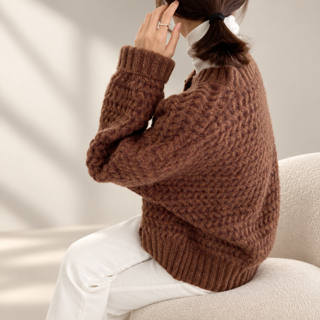 Lucienne Women’s Textured Knit Cardigan – Button Front Long Sleeve Sweater