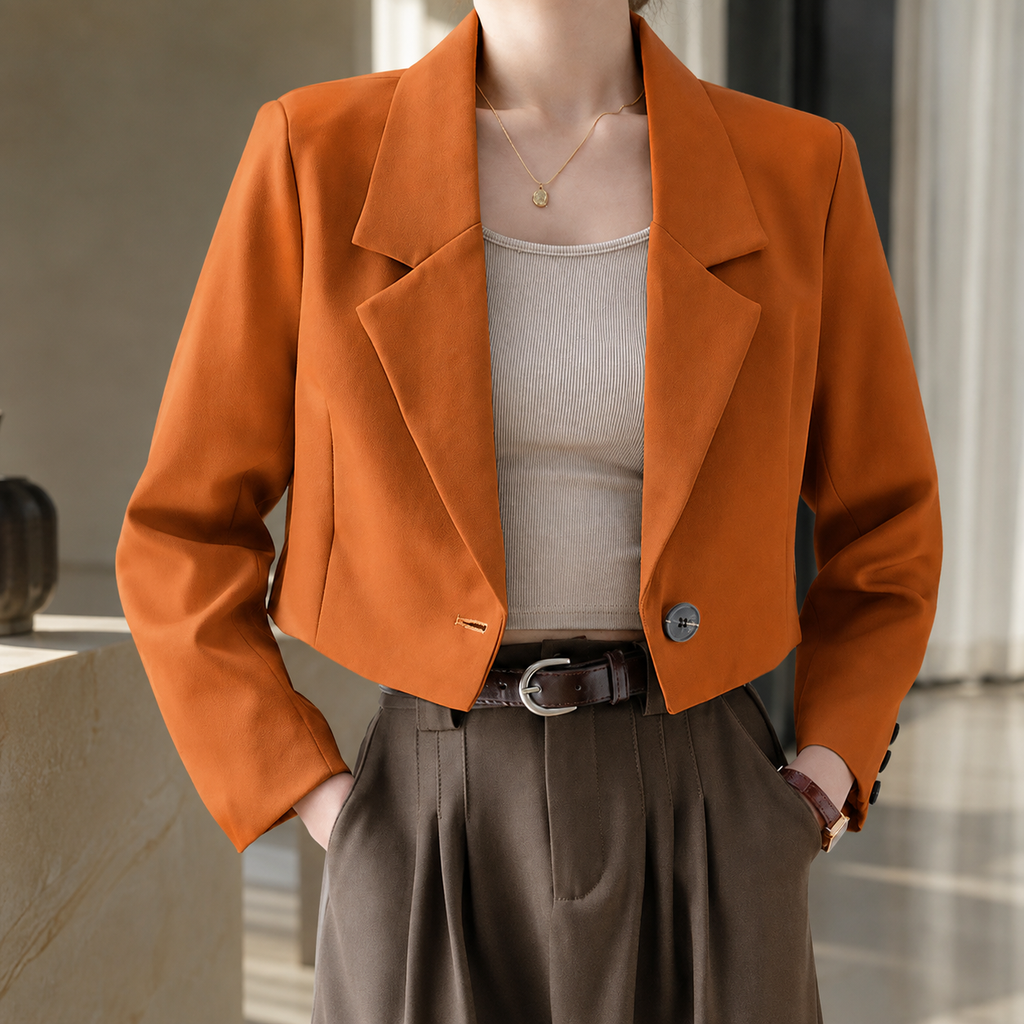 Vivienne Women's Cropped Single-Button Tailored Blazer