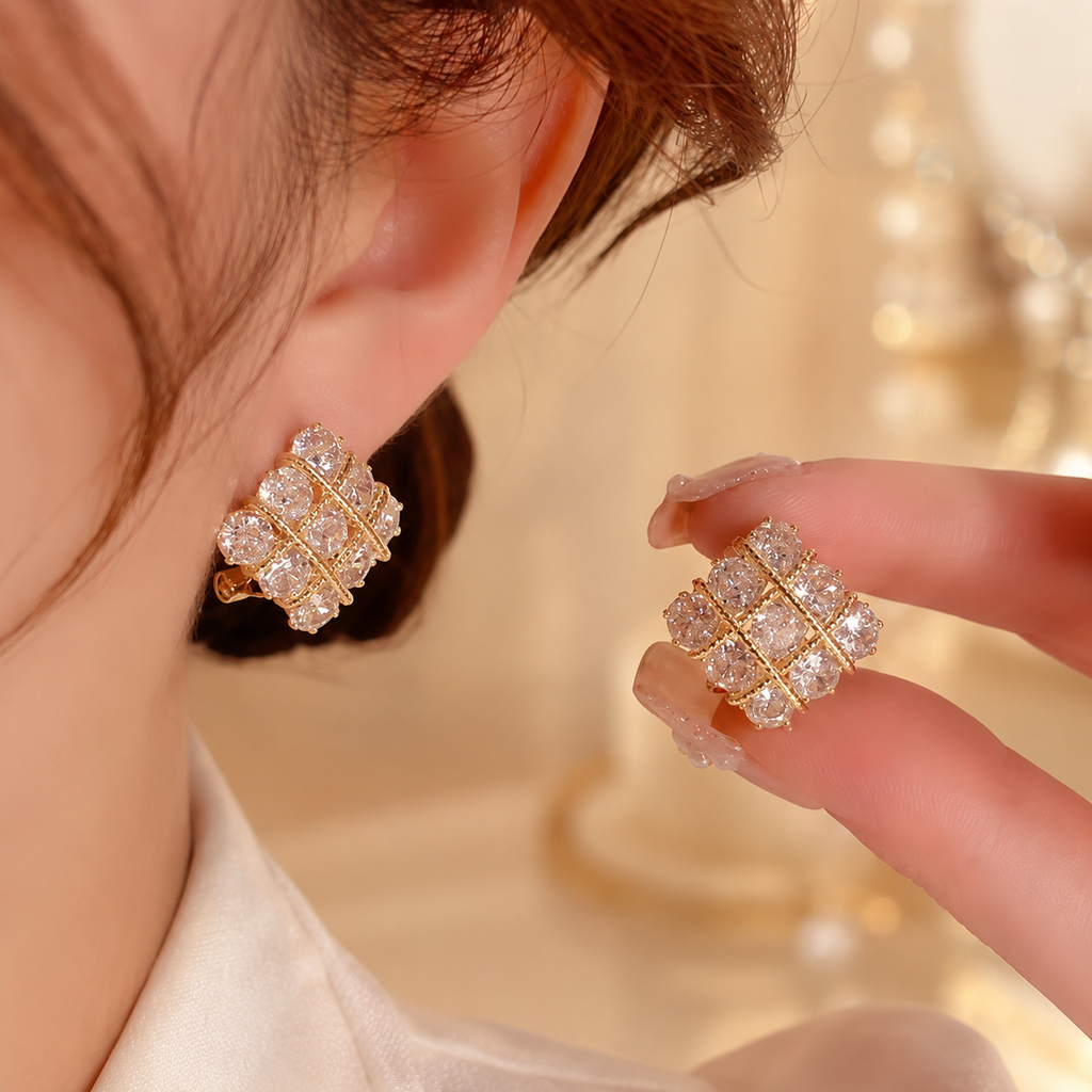 Vanessa Square Crystal Earrings