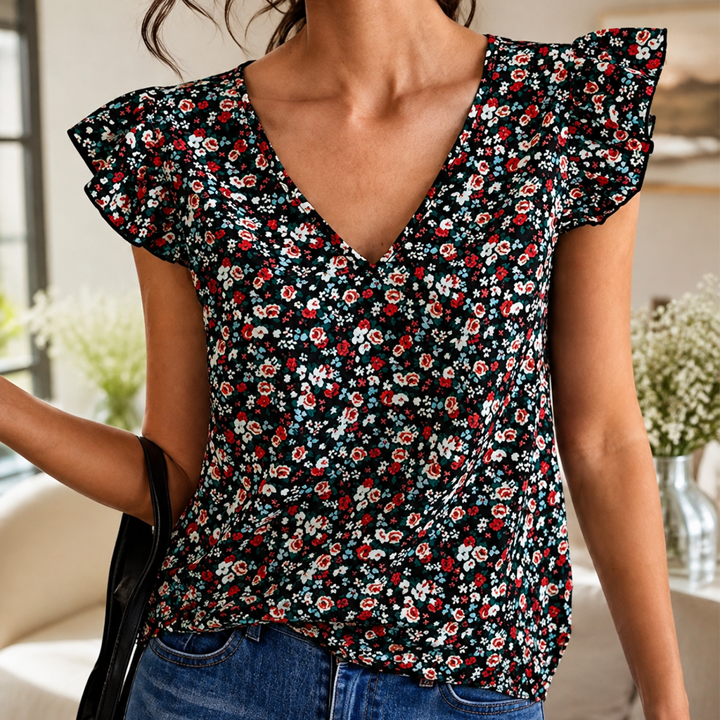Madeline Floral Ruffle Blouse