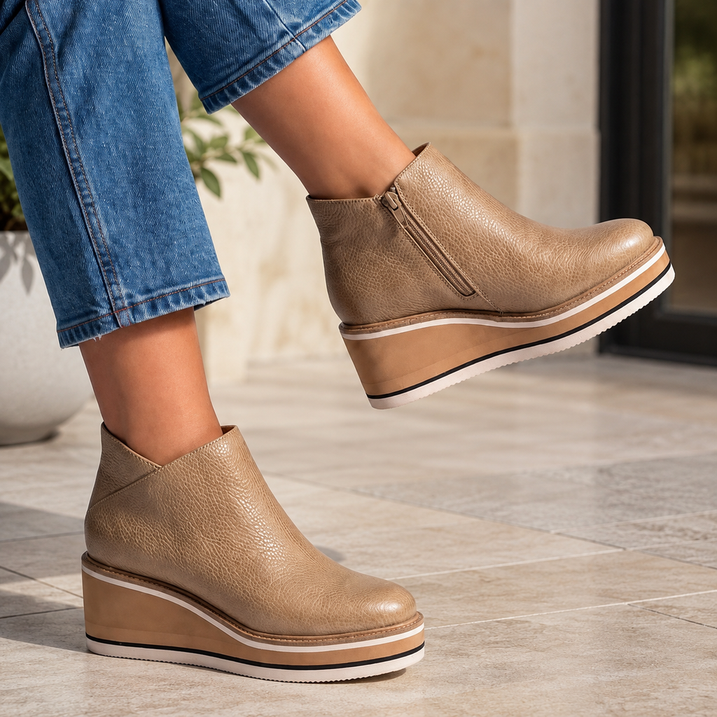 Elodie Women's Textured Wedge Ankle Boots