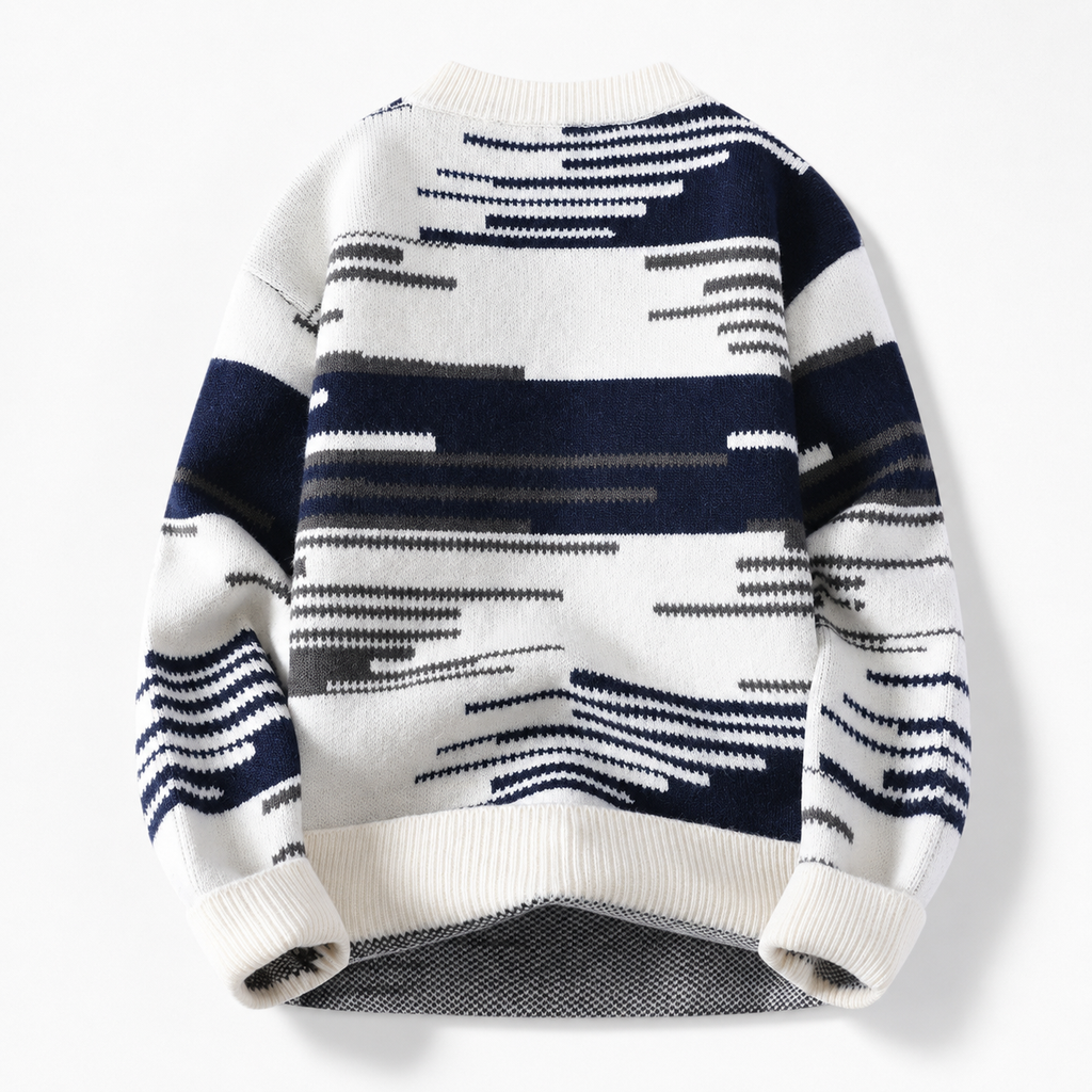 Mason Abstract Stripe Knit Crewneck Sweater